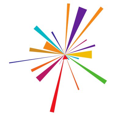 Radyal ışın ışınları. Yıldız patlaması, güneş patlaması lineal element, ikon. Parıltı, parıltı, aurora etkisi - stok vektör illüstrasyonu, klip sanatları grafikleri