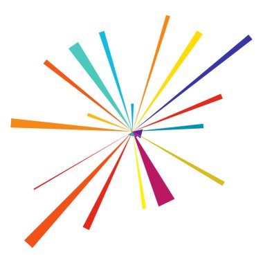 Radyal ışın ışınları. Yıldız patlaması, güneş patlaması lineal element, ikon. Parıltı, parıltı, aurora etkisi - stok vektör illüstrasyonu, klip sanatları grafikleri