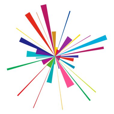 Radyal ışın ışınları. Yıldız patlaması, güneş patlaması lineal element, ikon. Parıltı, parıltı, aurora etkisi - stok vektör illüstrasyonu, klip sanatları grafikleri