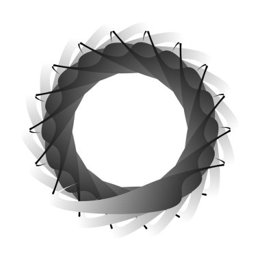 Dairesel, radyal ikon, motif, mandala şekli. Döndürme, döndürme, sarmal, volt dönüş geometrik tasarım elementi. Soyut çember - stok vektör illüstrasyonu, klip- sanat grafikleri