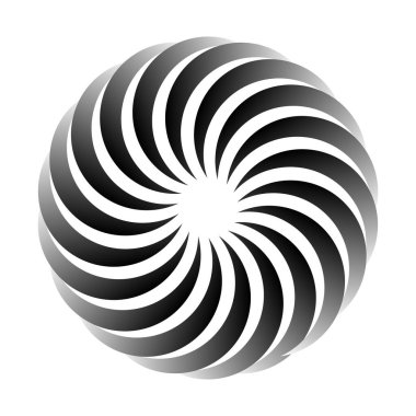 Dairesel, radyal ikon, motif, mandala şekli. Döndürme, döndürme, sarmal, volt dönüş geometrik tasarım elementi. Soyut çember - stok vektör illüstrasyonu, klip- sanat grafikleri