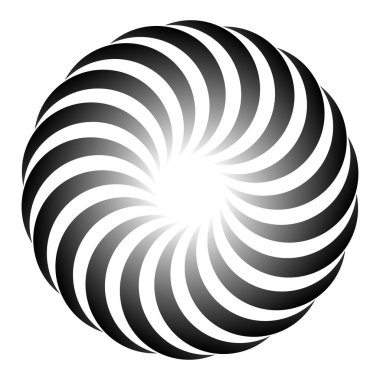 Dairesel, radyal ikon, motif, mandala şekli. Döndürme, döndürme, sarmal, volt dönüş geometrik tasarım elementi. Soyut çember - stok vektör illüstrasyonu, klip- sanat grafikleri