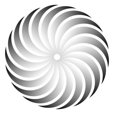 Dairesel, radyal ikon, motif, mandala şekli. Döndürme, döndürme, sarmal, volt dönüş geometrik tasarım elementi. Soyut çember - stok vektör illüstrasyonu, klip- sanat grafikleri