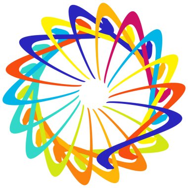 Dairesel, radyal ikon, motif, mandala şekli. Döndürme, döndürme, sarmal, volt dönüş geometrik tasarım elementi. Soyut çember - stok vektör illüstrasyonu, klip- sanat grafikleri
