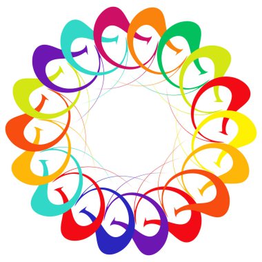 Dairesel, radyal ikon, motif, mandala şekli. Döndürme, döndürme, sarmal, volt dönüş geometrik tasarım elementi. Soyut çember - stok vektör illüstrasyonu, klip- sanat grafikleri