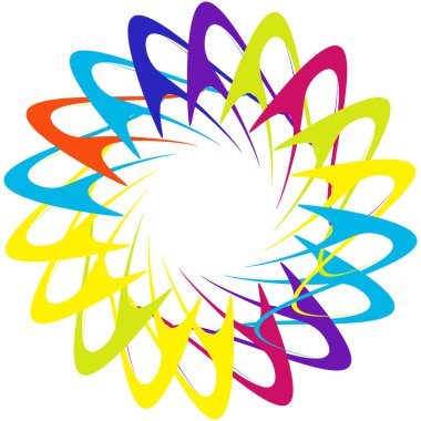 Dairesel, radyal ikon, motif, mandala şekli. Döndürme, döndürme, sarmal, volt dönüş geometrik tasarım elementi. Soyut çember - stok vektör illüstrasyonu, klip- sanat grafikleri