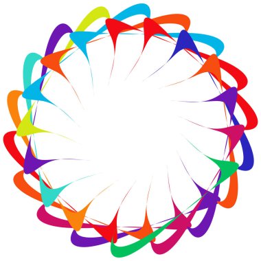 Dairesel, radyal ikon, motif, mandala şekli. Döndürme, döndürme, sarmal, volt dönüş geometrik tasarım elementi. Soyut çember - stok vektör illüstrasyonu, klip- sanat grafikleri