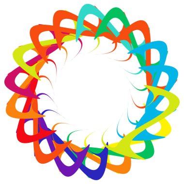 Dairesel, radyal ikon, motif, mandala şekli. Döndürme, döndürme, sarmal, volt dönüş geometrik tasarım elementi. Soyut çember - stok vektör illüstrasyonu, klip- sanat grafikleri
