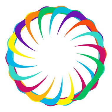 Dairesel, radyal ikon, motif, mandala şekli. Döndürme, döndürme, sarmal, volt dönüş geometrik tasarım elementi. Soyut çember - stok vektör illüstrasyonu, klip- sanat grafikleri