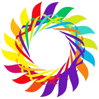 Dairesel, radyal ikon, motif, mandala şekli. Döndürme, döndürme, sarmal, volt dönüş geometrik tasarım elementi. Soyut çember - stok vektör illüstrasyonu, klip- sanat grafikleri