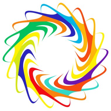 Dairesel, radyal ikon, motif, mandala şekli. Döndürme, döndürme, sarmal, volt dönüş geometrik tasarım elementi. Soyut çember - stok vektör illüstrasyonu, klip- sanat grafikleri