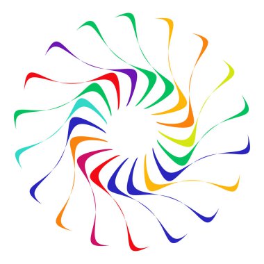 Dairesel, radyal ikon, motif, mandala şekli. Döndürme, döndürme, sarmal, volt dönüş geometrik tasarım elementi. Soyut çember - stok vektör illüstrasyonu, klip- sanat grafikleri