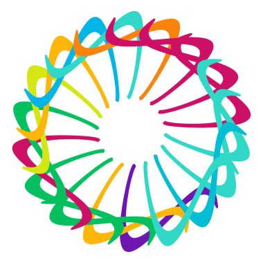 Dairesel, radyal ikon, motif, mandala şekli. Döndürme, döndürme, sarmal, volt dönüş geometrik tasarım elementi. Soyut çember - stok vektör illüstrasyonu, klip- sanat grafikleri