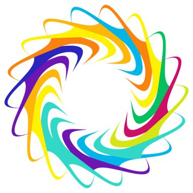 Dairesel, radyal ikon, motif, mandala şekli. Döndürme, döndürme, sarmal, volt dönüş geometrik tasarım elementi. Soyut çember - stok vektör illüstrasyonu, klip- sanat grafikleri