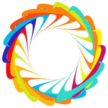 Dairesel, radyal ikon, motif, mandala şekli. Döndürme, döndürme, sarmal, volt dönüş geometrik tasarım elementi. Soyut çember - stok vektör illüstrasyonu, klip- sanat grafikleri