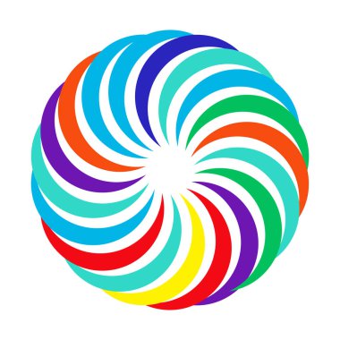 Dairesel, radyal ikon, motif, mandala şekli. Döndürme, döndürme, sarmal, volt dönüş geometrik tasarım elementi. Soyut çember - stok vektör illüstrasyonu, klip- sanat grafikleri