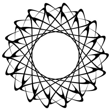 Dairesel, radyal ikon, motif, mandala şekli. Döndürme, döndürme, sarmal, volt dönüş geometrik tasarım elementi. Soyut çember - stok vektör illüstrasyonu, klip- sanat grafikleri