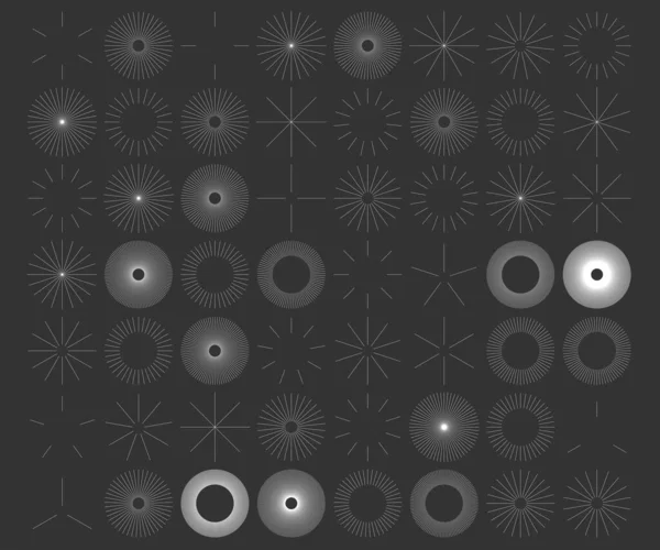 Líneas Circulares Radiales Radiantes Reventadas Elementos Rayas Estallido Estallido Sol — Vector de stock