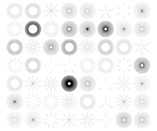 Líneas Circulares Radiales Radiantes Reventadas Elementos Rayas Estallido Estallido Sol — Vector de stock