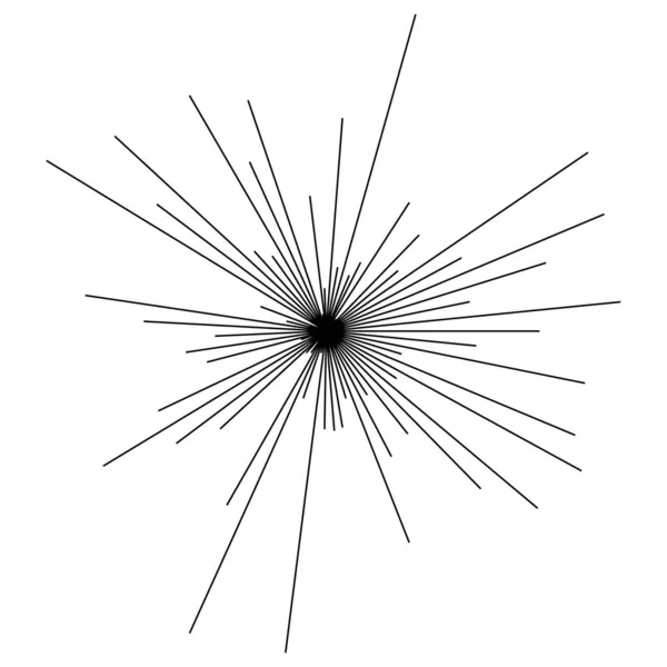 Linhas Raios Radiais Radiais Starburst Elemento Linear Sunburst Ícone Brilho —  Vetores de Stock