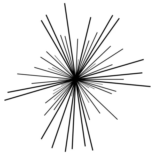 Líneas Rayos Radiales Radiales Explosión Estelar Explosión Solar Elemento Lineal — Vector de stock