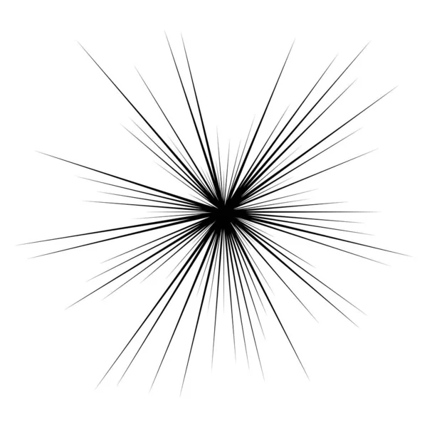 Líneas Rayos Radiales Radiales Explosión Estelar Explosión Solar Elemento Lineal — Vector de stock