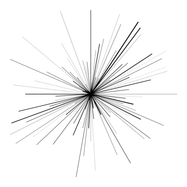 Radiella Strålningslinjer Starburst Sunburst Linjelinje Ikon Glint Glimt Aurora Effekt — Stock vektor