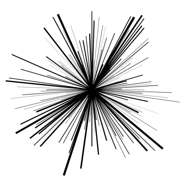 Radial Strahlende Strahllinien Starburst Sunburst Lineares Element Symbol Glanz Glanz — Stockvektor