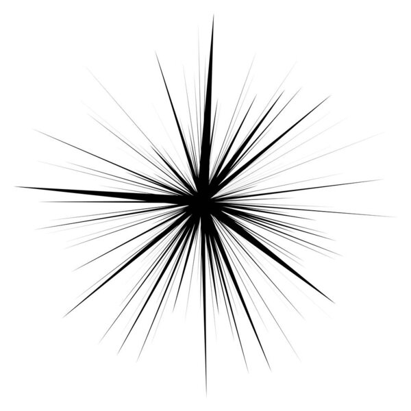 Радиальные лучевые линии. Звездная вспышка, линейный элемент солнечных вспышек, значок. Glint, gleam, aufa effect - фондовая векторная иллюстрация, клип-арт графика