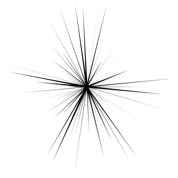 Líneas Rayos Radiales Radiales Explosión Estelar Explosión Solar Elemento Lineal — Vector de stock