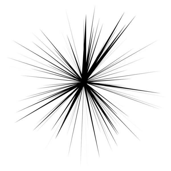 Радиальные лучевые линии. Звездная вспышка, линейный элемент солнечных вспышек, значок. Glint, gleam, aufa effect - фондовая векторная иллюстрация, клип-арт графика