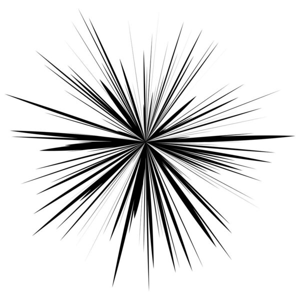Радиальные лучевые линии. Звездная вспышка, линейный элемент солнечных вспышек, значок. Glint, gleam, aufa effect - фондовая векторная иллюстрация, клип-арт графика