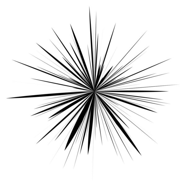 Радиальные лучевые линии. Звездная вспышка, линейный элемент солнечных вспышек, значок. Glint, gleam, aufa effect - фондовая векторная иллюстрация, клип-арт графика