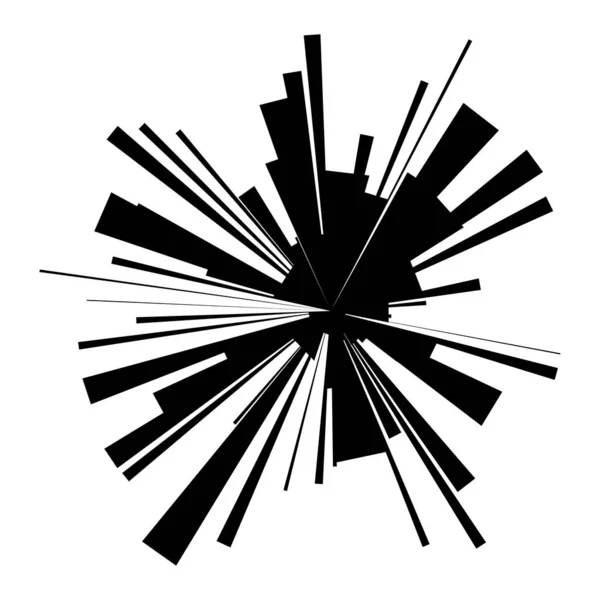 Radial Strahlende Strahllinien Starburst Sunburst Lineares Element Symbol Glanz Glanz — Stockvektor