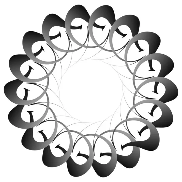 Icona Circolare Radiale Motivo Forma Mandala Vortice Vortice Elica Elemento — Vettoriale Stock