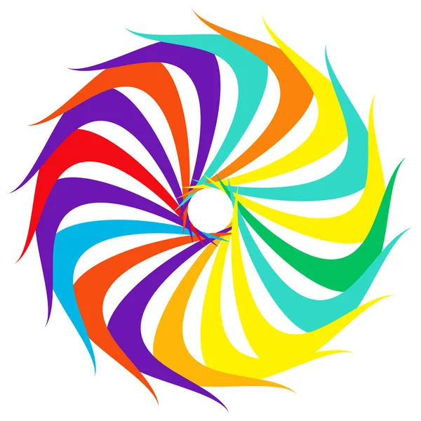 Körkörös Radiális Ikon Motívum Mandala Forma Forgás Forgás Spirál Volute — Stock Vector