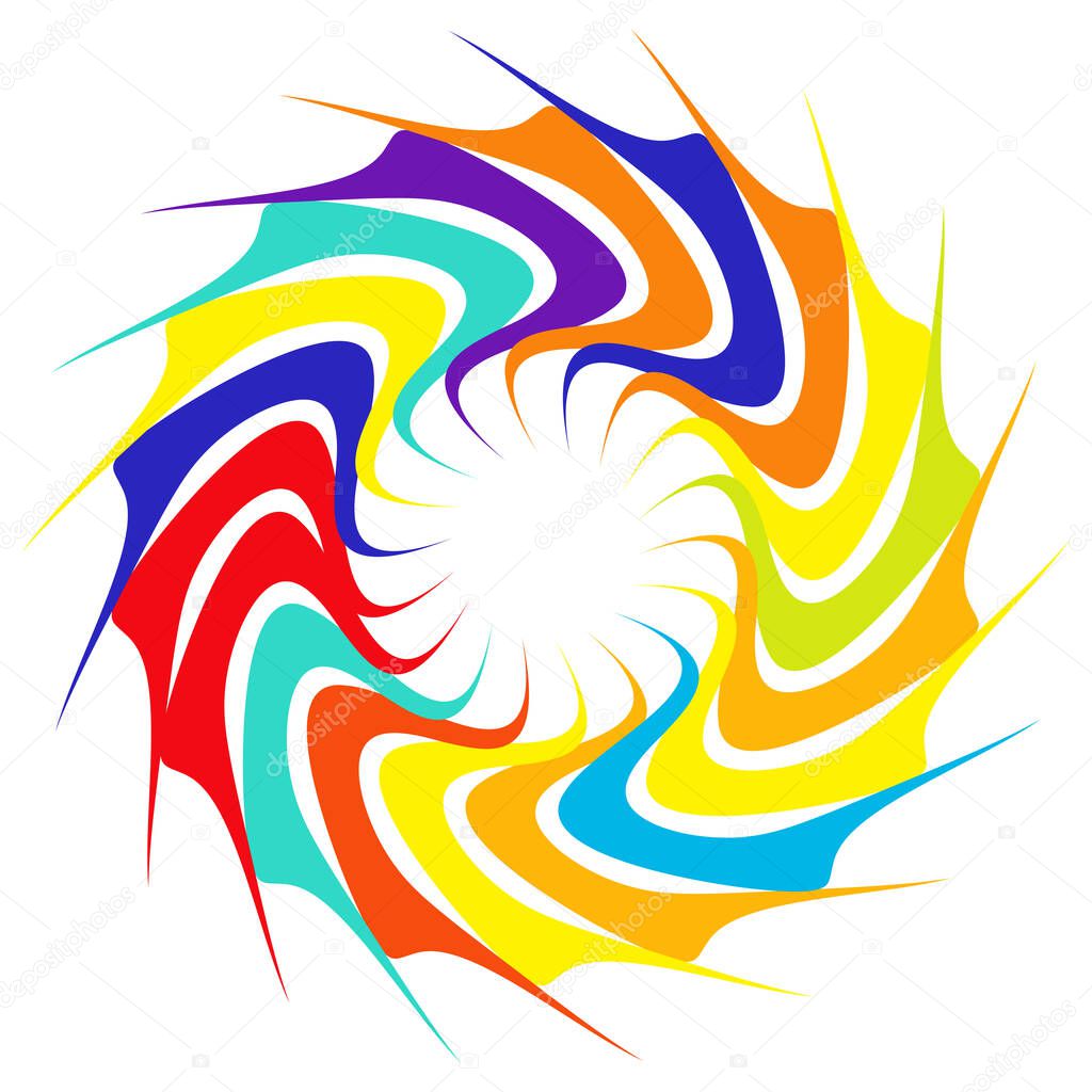 Circular, radial icon, motif, mandala shape. Swirl, twirl, helix, volute rotation geometric design element. Abstract circle - stock vector illustration, clip-art graphics