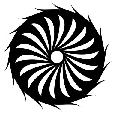 Dairesel, radyal ikon, motif, mandala şekli. Döndürme, döndürme, sarmal, volt dönüş geometrik tasarım elementi. Soyut çember - stok vektör illüstrasyonu, klip- sanat grafikleri
