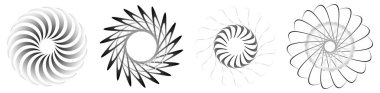 Dairesel, radyal ikon, motif, mandala şekli. Döndürme, döndürme, sarmal, volt dönüş geometrik tasarım elementi. Soyut çember - stok vektör illüstrasyonu, klip- sanat grafikleri
