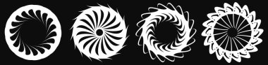 Dairesel, radyal ikon, motif, mandala şekli. Döndürme, döndürme, sarmal, volt dönüş geometrik tasarım elementi. Soyut çember - stok vektör illüstrasyonu, klip- sanat grafikleri