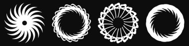 Dairesel, radyal ikon, motif, mandala şekli. Döndürme, döndürme, sarmal, volt dönüş geometrik tasarım elementi. Soyut çember - stok vektör illüstrasyonu, klip- sanat grafikleri