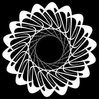 Dairesel, radyal ikon, motif, mandala şekli. Döndürme, döndürme, sarmal, volt dönüş geometrik tasarım elementi. Soyut çember - stok vektör illüstrasyonu, klip- sanat grafikleri