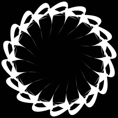 Dairesel, radyal ikon, motif, mandala şekli. Döndürme, döndürme, sarmal, volt dönüş geometrik tasarım elementi. Soyut çember - stok vektör illüstrasyonu, klip- sanat grafikleri