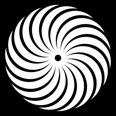 Dairesel, radyal ikon, motif, mandala şekli. Döndürme, döndürme, sarmal, volt dönüş geometrik tasarım elementi. Soyut çember - stok vektör illüstrasyonu, klip- sanat grafikleri