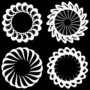 Dairesel, radyal ikon, motif, mandala şekli. Döndürme, döndürme, sarmal, volt dönüş geometrik tasarım elementi. Soyut çember - stok vektör illüstrasyonu, klip- sanat grafikleri