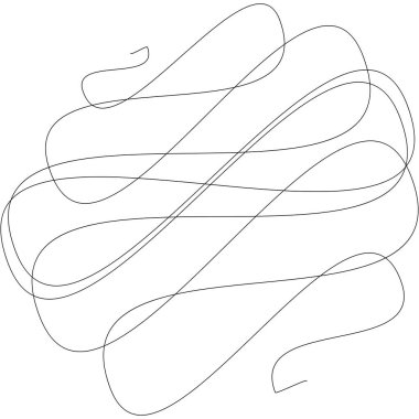Rastgele kıvırcık, karışık, sicim hatları. Doddle, yarım yamalak, yuvarlak çizgiler - stok vektör illüstrasyonu, klip sanatları grafikleri
