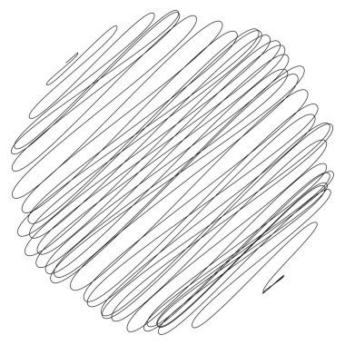 Rastgele kıvırcık, karışık, sicim hatları. Doddle, yarım yamalak, yuvarlak çizgiler - stok vektör illüstrasyonu, klip sanatları grafikleri