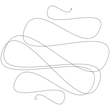 Rastgele kıvırcık, karışık, sicim hatları. Doddle, yarım yamalak, yuvarlak çizgiler - stok vektör illüstrasyonu, klip sanatları grafikleri