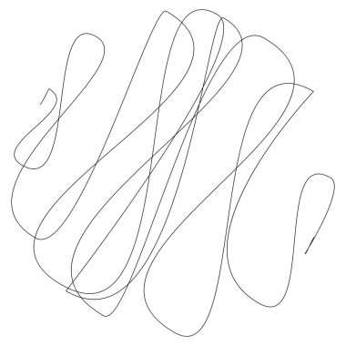 Rastgele kıvırcık, karışık, sicim hatları. Doddle, yarım yamalak, yuvarlak çizgiler - stok vektör illüstrasyonu, klip sanatları grafikleri