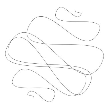 Rastgele kıvırcık, karışık, sicim hatları. Doddle, yarım yamalak, yuvarlak çizgiler - stok vektör illüstrasyonu, klip sanatları grafikleri